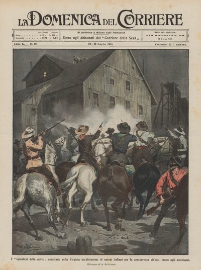 De Ridders van de Nacht vallen een huis van Italiaanse arbeiders aan in Virginia door Achille Beltrame